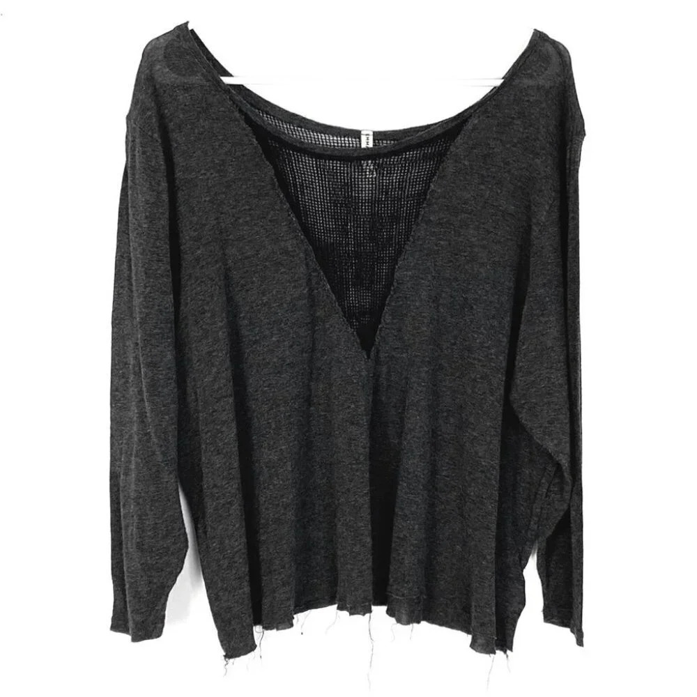 LF Emma & Sam Mesh Cut Out Loose Fit Boxy Top Womens XS Oversized Shirt Blouse